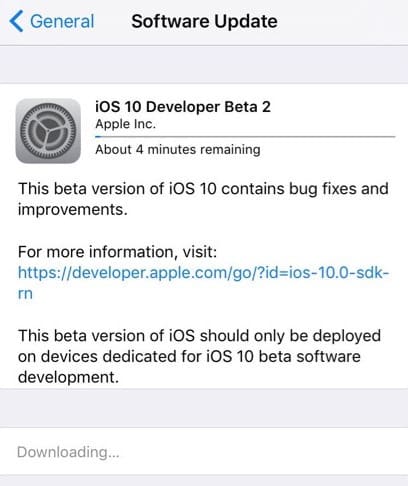 iOS 10 beta 2