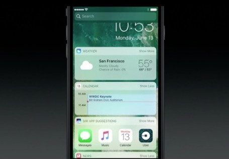 снимки экрана виджетов экрана iOS 10