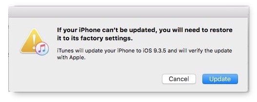 Ошибка обновления iOS 10 iTunes