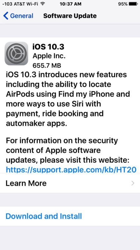 Обновление для iOS 10.3