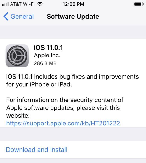 Обновление и установка iOS 11.0.1