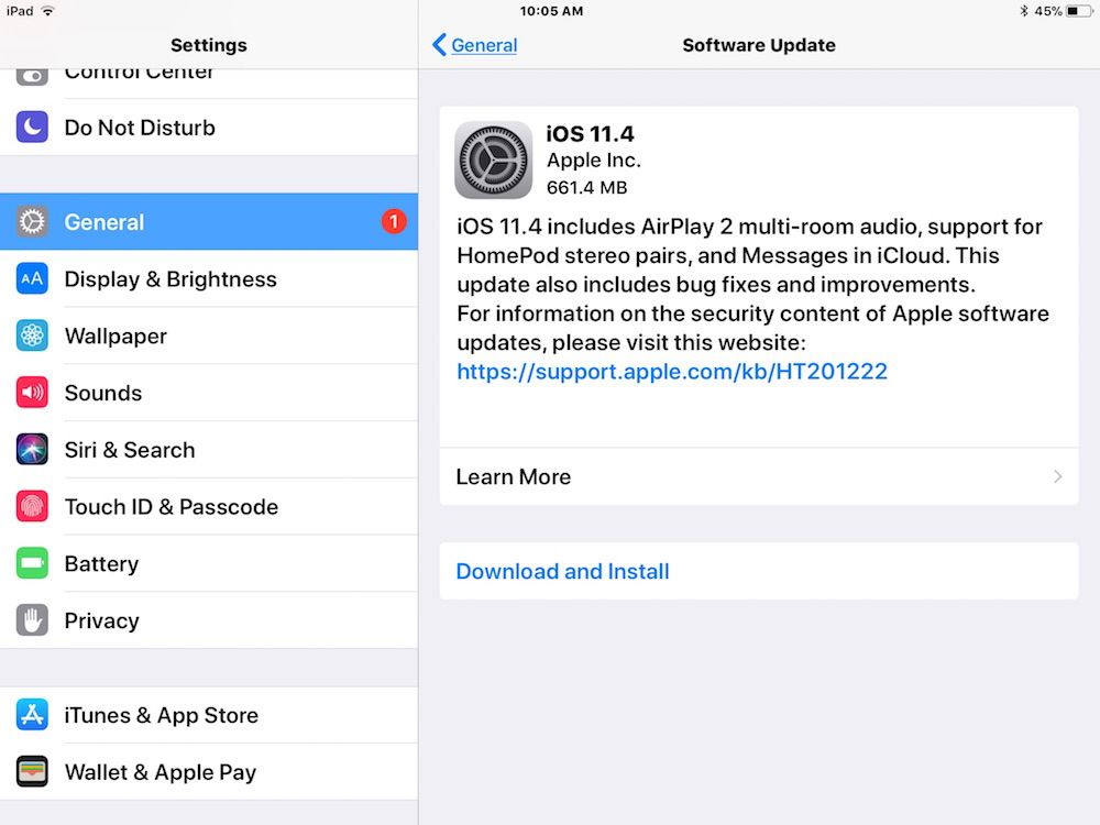 Обновление и установка iOS 11.4