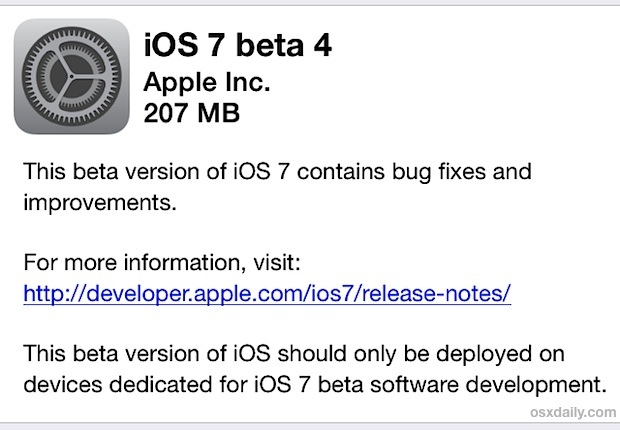 iOS 7 beta 4 скачать через OTA