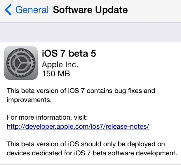 Загрузка iOS 7 beta 5 как OTA