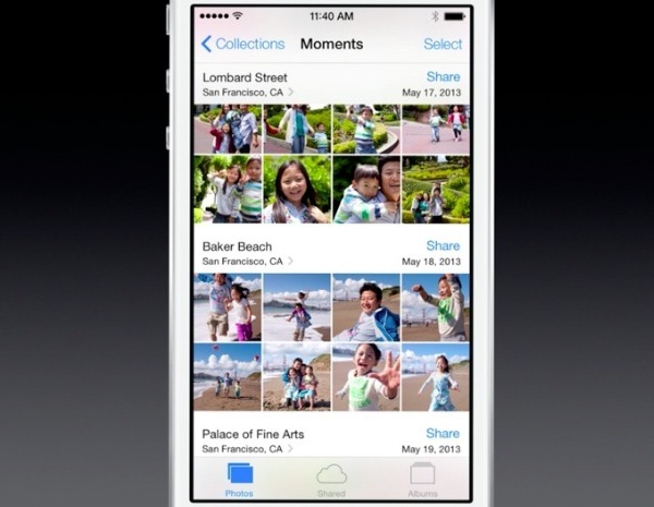 Фотографии iOS 7, моменты