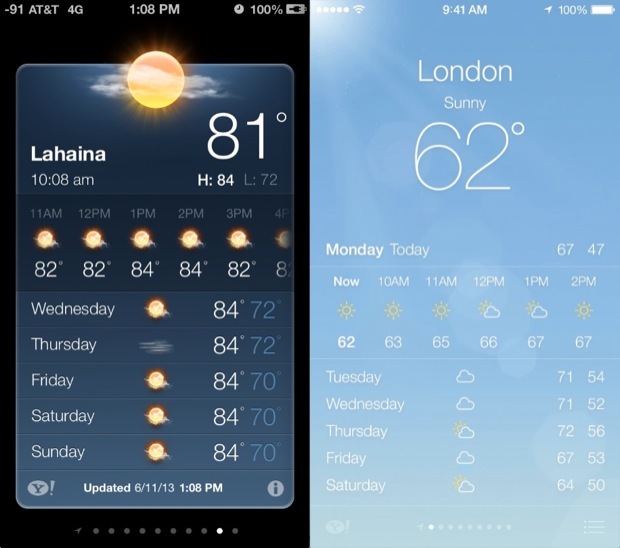 Погода в iOS 6 против iOS 7