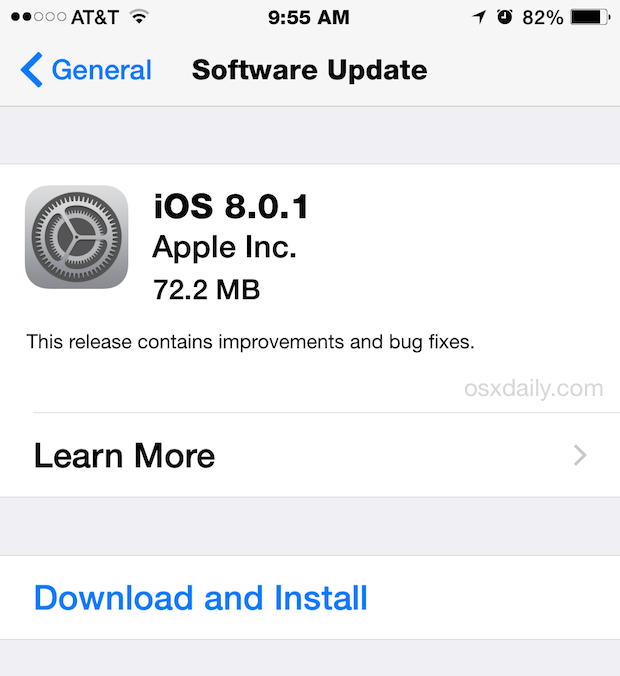 iOS 8.0.1 OTA скачать