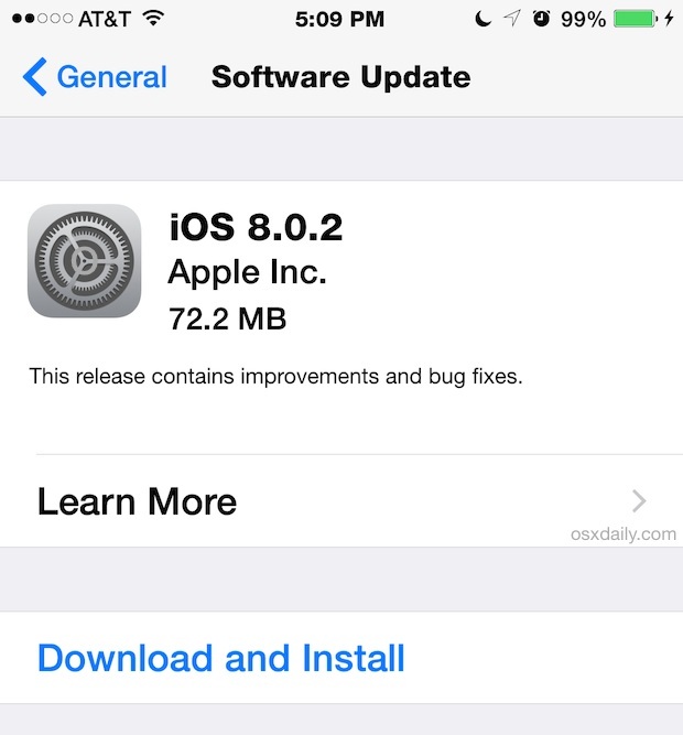 iOS 8.0.2 OTA Загрузить