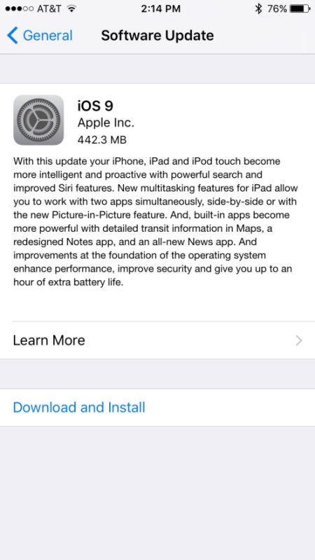 Загрузите и установите iOS 9