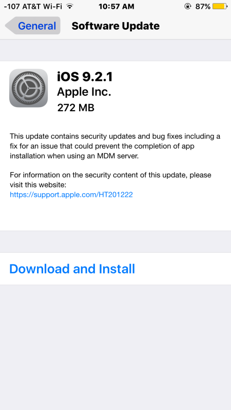 iOS 9.2.1 обновление OTA скачать
