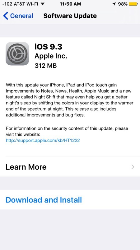 Обновление программного обеспечения iOS 9.2 для загрузки и установки