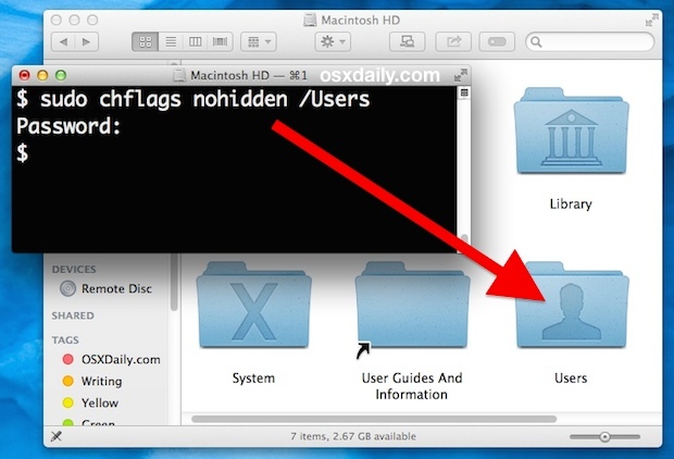 Показать папку пользователей в Mac OS X