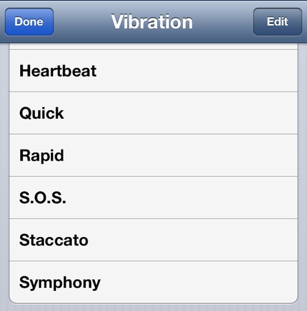 Пользовательский список вибраций на iPhone