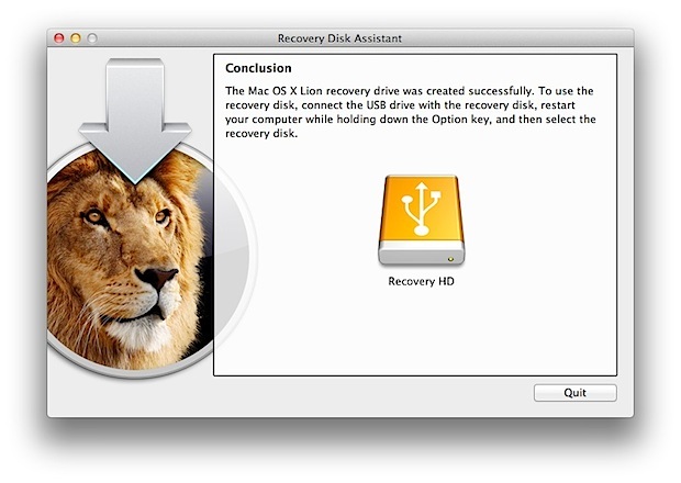 Recovery Disk Assistant для OS X Lion
