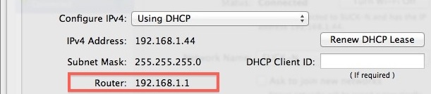 Получите IP-адрес маршрутизатора WiFi в Mac OS X