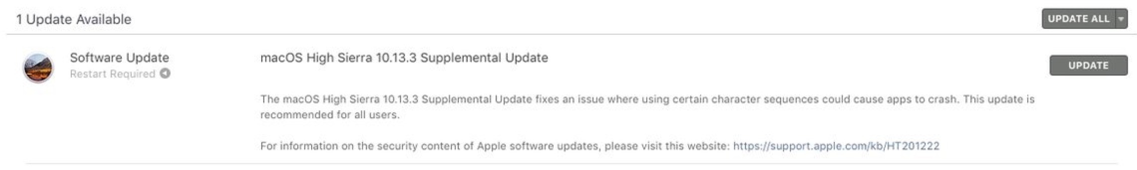 macOS 10.13.3 Дополнительное обновление