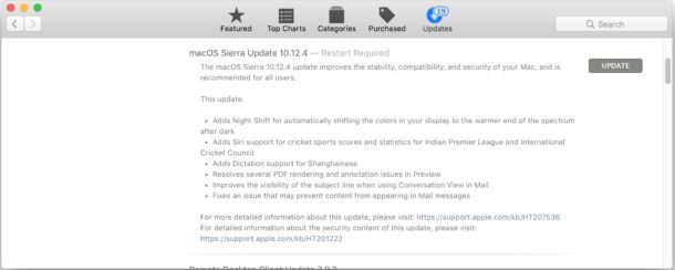 Обновления Mac OS Sierra 10.12.4
