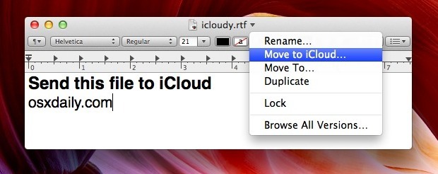 Переместить файл в iCloud из Mac OS X