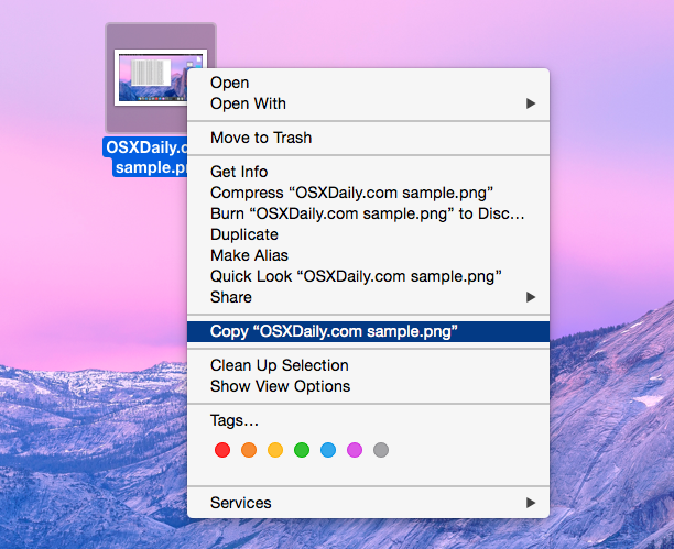 Скопируйте файл в Mac Finder для перемещения