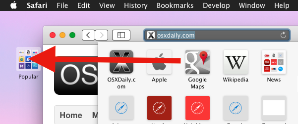 Удаление значков с панели Safari для Mac Bookmarks