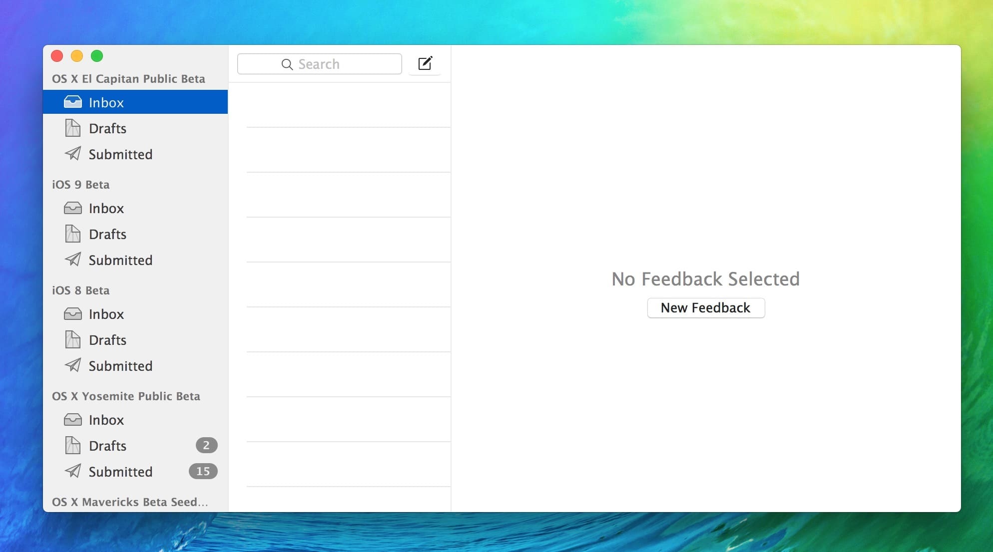 Создайте новую обратную связь в OS X El Capitan Feedback Assistant