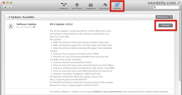 Загрузить обновление OS X 10.9.2