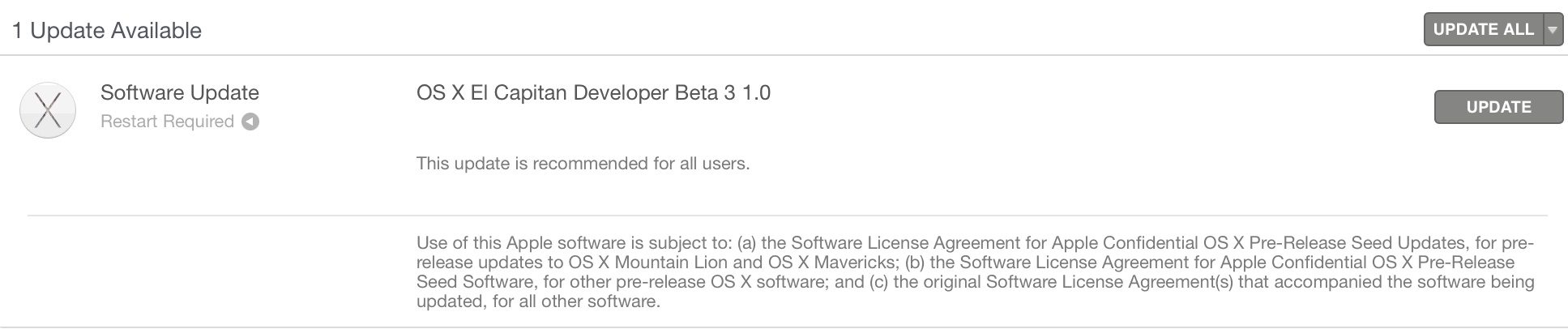 OS X El Capitan разработчик beta 3 1.0 скачать