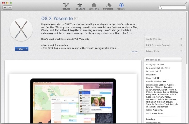 OS X Yosemite теперь доступен для загрузки
