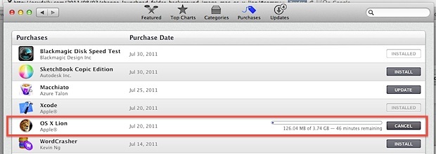 Перезагрузка Mac OS X Lion из App Store в Mac OS X Lion