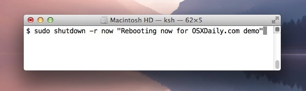 Перезагрузите Mac OS X из командной строки