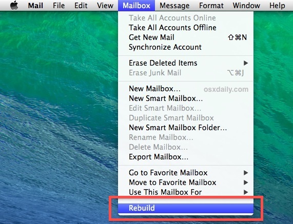 Перестроить почтовый ящик в приложении Mac Mail