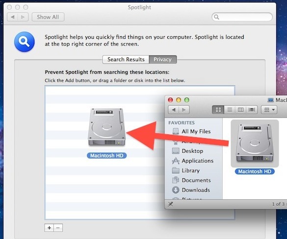 Перестроить индекс Spotlight в Mac OS X