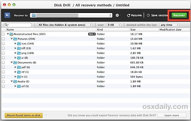 Удаленное восстановление файлов в Mac OS X с помощью DiskDrill