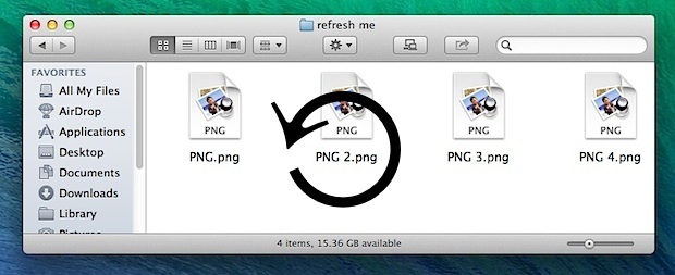 Обновить окна Finder в Mac OS X
