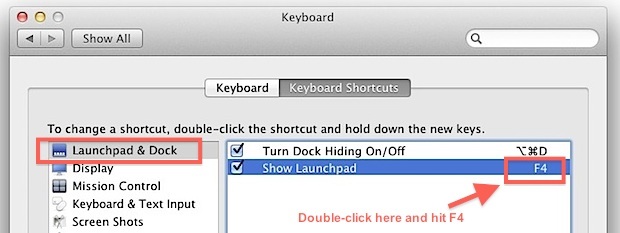 Назначить LaunchPad для F4 на старой клавиатуре Mac