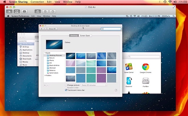 Удаленное управление другим Mac с общим доступом к экрану в OS X