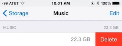 Удалить всю музыку с iPhone