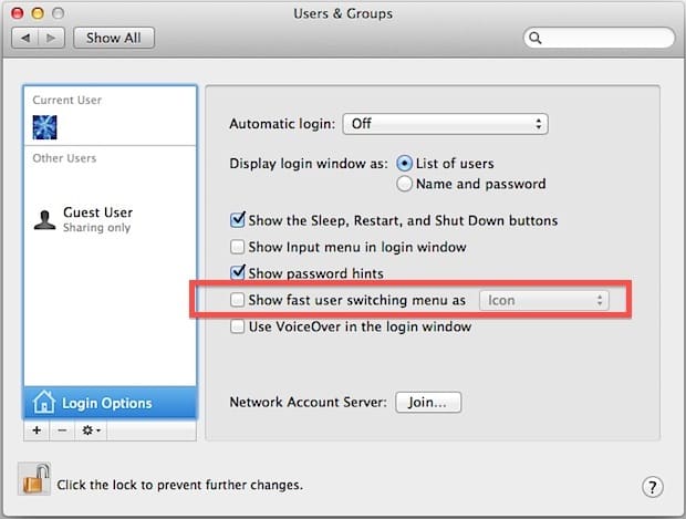 Удалить имя из строки меню в Mac OS X