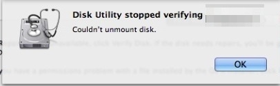 Не удалось отменить ошибку диска, как показано на Disk Utility на Mac