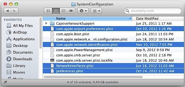 Удалите файлы настроек Wi-Fi в Mac OS X, чтобы разрешить проблемы с подключением