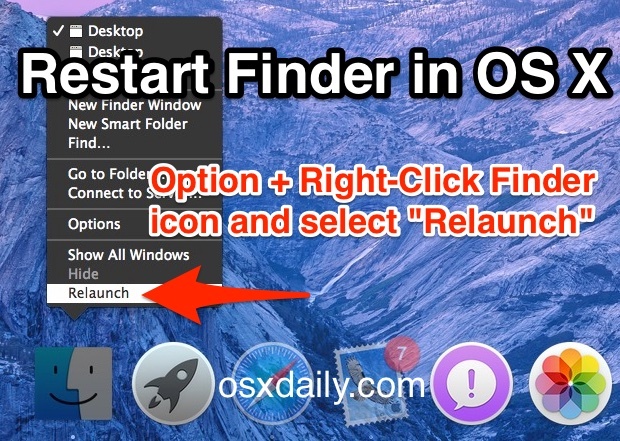 Перезапустить Finder в Mac OS X