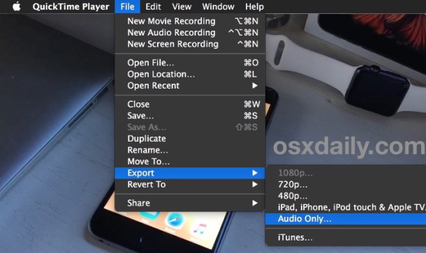 Извлечение аудио из видео в Mac OS X с помощью QuickTime