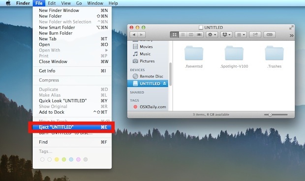 Безопасное удаление диска путем его правильного извлечения в Mac OS X