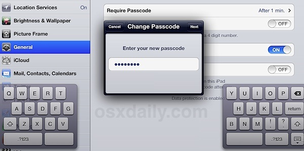 Установите безопасный код доступа в iOS