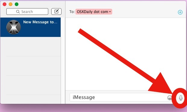 Запись звукового сообщения в приложении OS X Messages