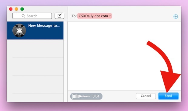 Отправить звуковое сообщение в Mac OS X