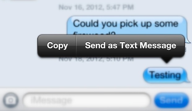 Отправить iMessage в виде текстового сообщения