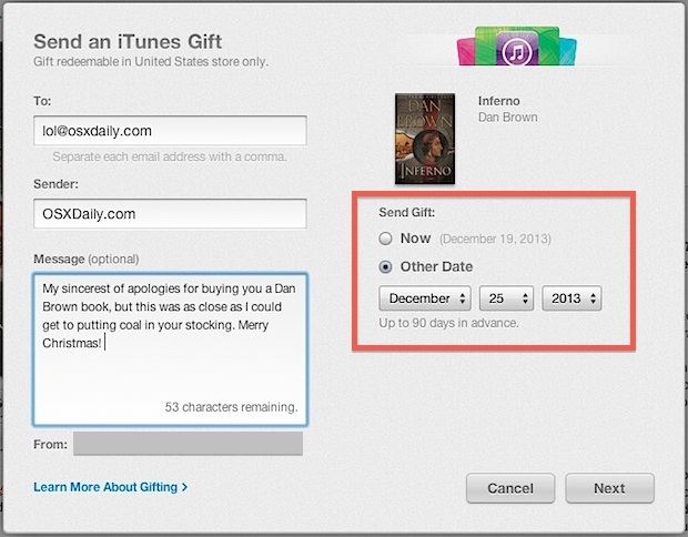 Отправить iBook в подарок от iTunes