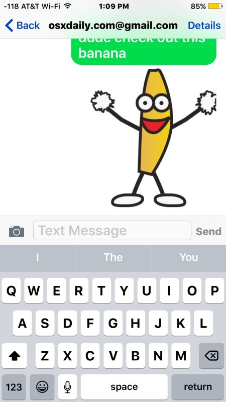 Отправка анимированного GIF в сообщениях на iPhone