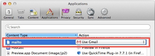 Электронная почта Gmail по умолчанию с Firefox